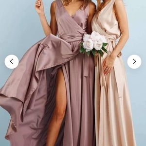 Champagne Satin Maxi Dress